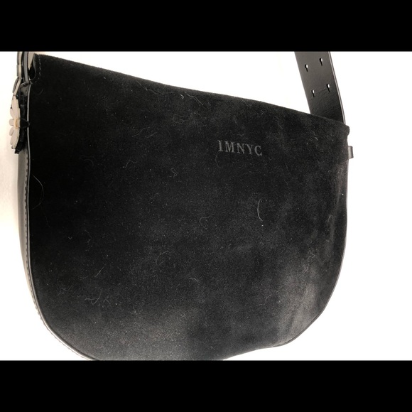 NEW Isaac Mizrahi Black Suede Daisy Detail Cross Body Bag - Picture 3 of 5